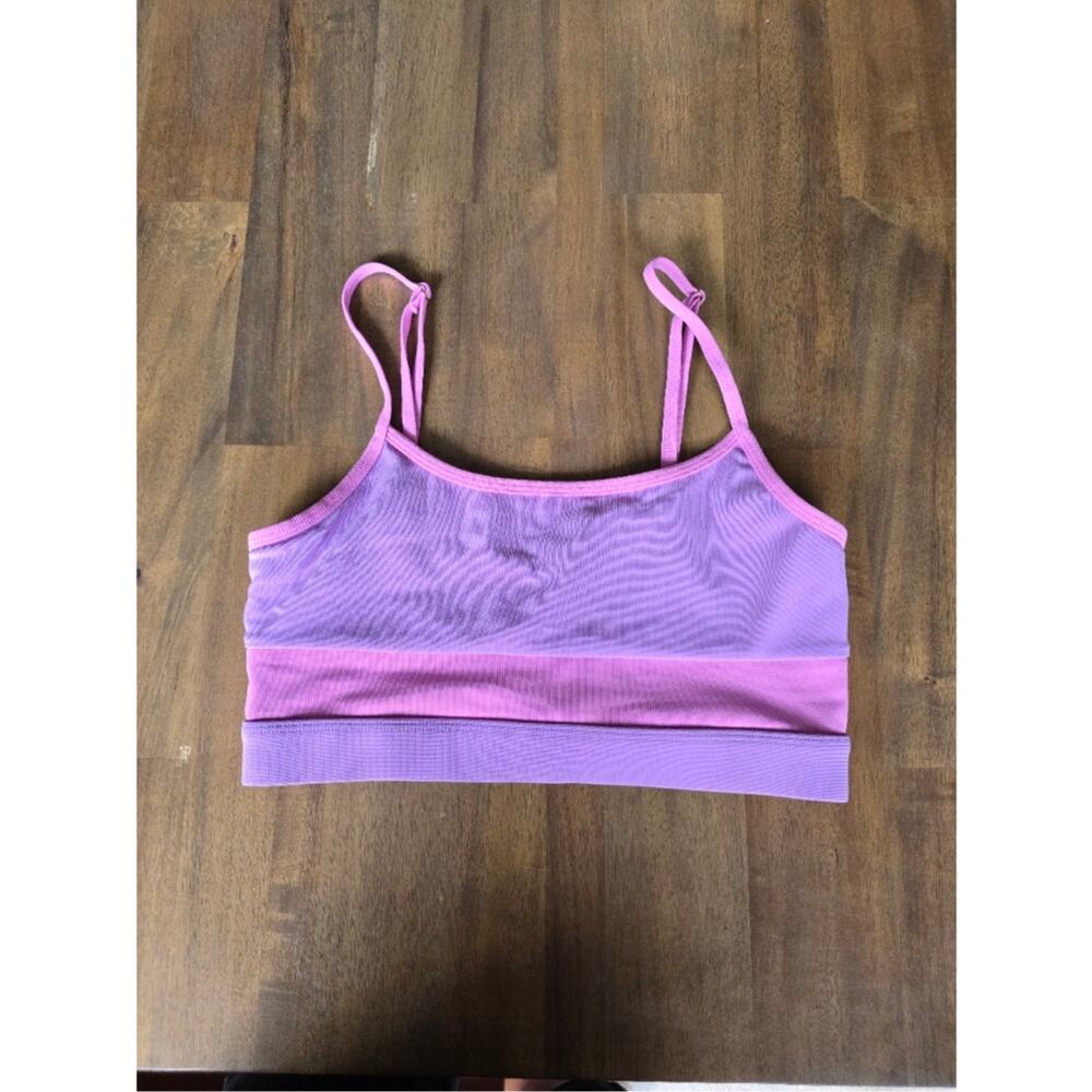 WILO The Label Ribbed Sports Bra Pink Lilac Purple Strappy Size M